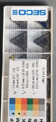 DESCRIPTION: (20) TNMG333 CARBIDE TURNING INSERTS BRAND/MODEL: SECO TNMG160412-MF2 RETAIL$: $413.86 PER INSERT QTY: 20