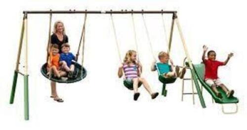 DESCRIPTION: (1) RECREATION SUPER DISC SWING SET BRAND/MODEL: SUPER DISC/94013 INFORMATION: BEIGE, GREEN & BROWN/WEIGHT LIMIT: 100 LBS RETAIL$: $239.0