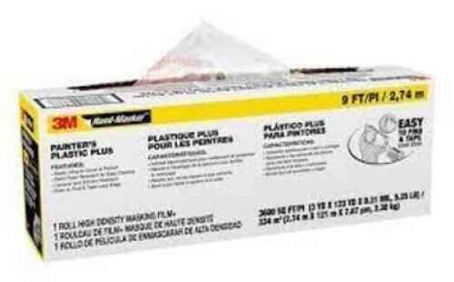 DESCRIPTION: (2) ROLLS OF HAND-MASKER PAINTERS PLASTIC FILM BRAND/MODEL: 3M #MFB-9 INFORMATION: CLEAR RETAIL$: $20.98 PER BOX SIZE: 9' X 400' QTY: 2