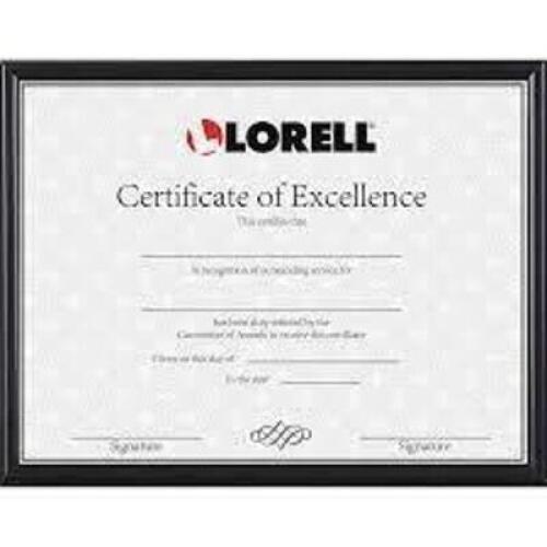 DESCRIPTION: (8) CERTIFICATE FRAME, TWO TONED BRAND/MODEL: LORRELL #49216 INFORMATION: BLACK RETAIL$: $9.94 PER FRAME QTY: 8
