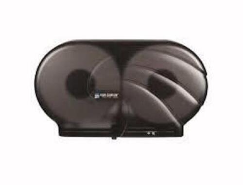 DESCRIPTION: (1) TOILET TISSUE DISPENSER, TWIN DESIGN BRAND/MODEL: SAN JAMAR #R4090TBK INFORMATION: BLACK, JBT OCEANS RETAIL$: $41.99 EA SIZE: 9" TWIN
