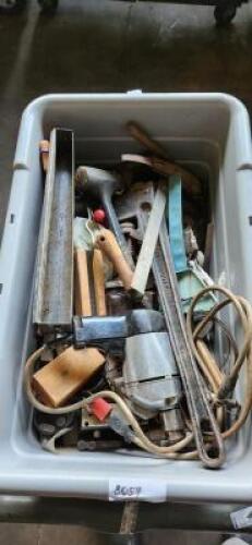 DESCRIPTION: (1) BIN OF VARIOUS VINTAGE TOOLS AND OTHER RANDOM ITEMS INFORMATION: MUST INSPECT RETAIL$: $???.?? QTY: 1