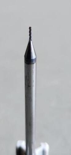 DESCRIPTION: (3) SOLID CARBIDE CORNER RADIUS END MILLS BRAND/MODEL: HARVEY TOOL 53625-C6 RETAIL$: 50.00 E SIZE: 0.025" dia 1.8" loc 0.1MM rad QTY: 3