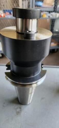 DESCRIPTION: (1) CAT 50 TAPER SHANK SHELL MILL HOLDER BRAND/MODEL: SECO 31635345 RETAIL$: $253.00 SIZE: 1.5" PILOT 3-3/4" NOSE DIA QTY: 1