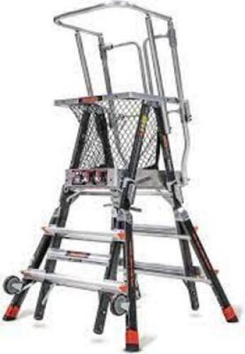 DESCRIPTION: (1) CAGE PLATFORM LADDER BRAND/MODEL: LITTLE GIANT #18503-240 RETAIL$: $2512.01 EA SIZE: 3' - 4'11" QTY: 1