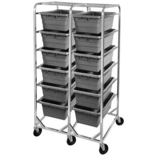 DESCRIPTION: (1) LUG RACK BRAND/MODEL: GLOBAL INDUSTRIAL INFORMATION: GRAY RETAIL$: $388.99 EA SIZE: 12 LUG CAPACITY, BINS INCLUDED QTY: 1