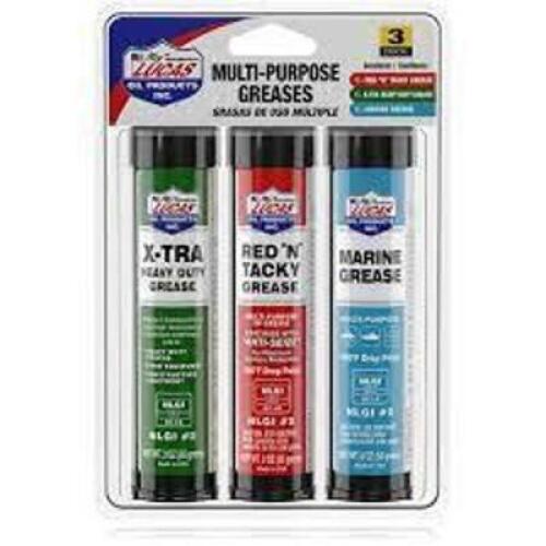 DESCRIPTION: (3) PACKS OF MULTIPURPOSE GREASES BRAND/MODEL: LUCAS OIL INFORMATION: 3 GREASES PER PACK RETAIL$: $11.69 EA SIZE: (2) XTRA HEAVY DUTY GRE