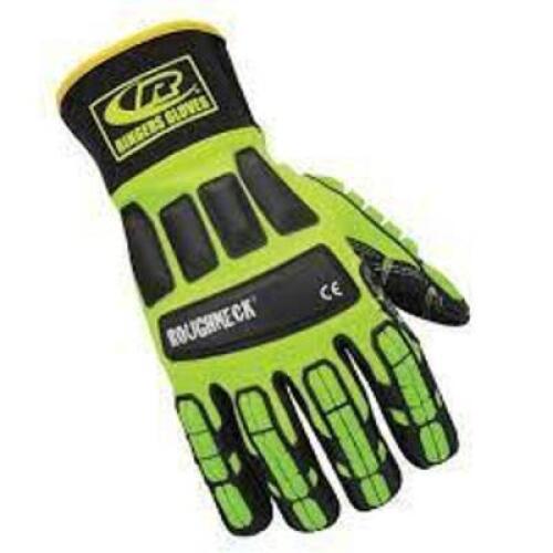 DESCRIPTION: (6) ROUGHNECK DURABLE WORK GLOVES BRAND/MODEL: RINGERS GLOVES INFORMATION: SAFETY GREEN RETAIL$: $38.99 PER PAIR SIZE: SIZE XXXL QTY: 6