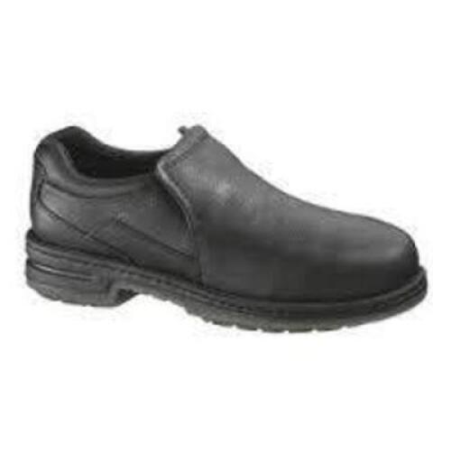 DESCRIPTION: (1) PAIR OF STEEL TOE WORK SHOES BRAND/MODEL: WOLVERINE #W05000 INFORMATION: BLACK RETAIL$: $67.97 PER PAIR SIZE: 10.5 IN MENS QTY: 1