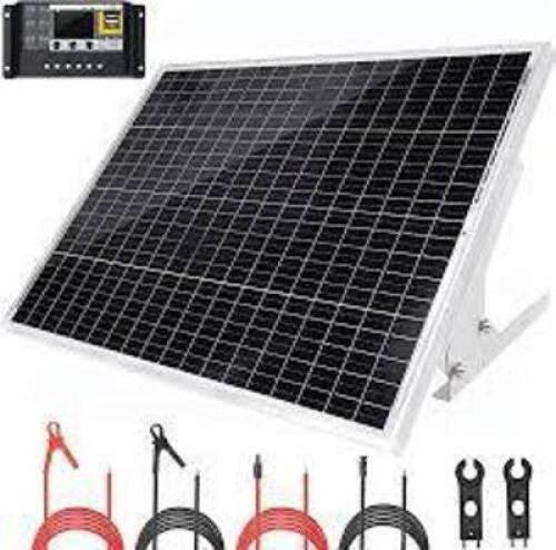 DESCRIPTION: (1) SOLAR PANEL KIT WITH ADJUSTABLE PANELS BRAND/MODEL: YAARZAR #X0030D18GX INFORMATION: BLACK RETAIL$: $139.99 EA SIZE: 100 WATT, 12V QT