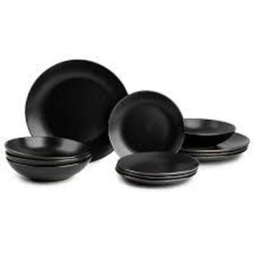 DESCRIPTION: (1) DINNERWARE SET BRAND/MODEL: THYME & TABLE #TT0040-ECOM INFORMATION: BLACK RETAIL$: $54.00 TOTAL SIZE: 12 PIECE QTY: 1