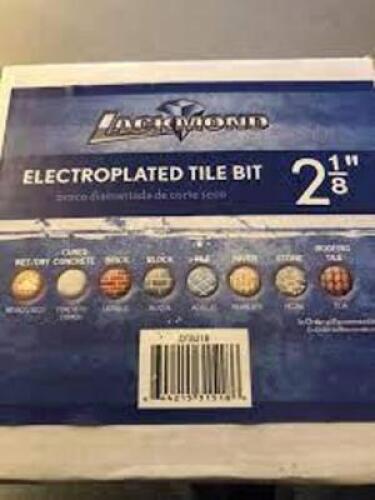 DESCRIPTION: (1) ELECTROPLATED TILE BIT BRAND/MODEL: LACKMOND #DTB218 INFORMATION: DIAMOND TIP/SLOTTED RETAIL$: $30.00 EACH SIZE: 2-1/8"/2-1/2" QTY: 1