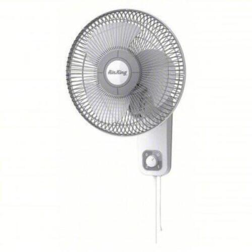 DESCRIPTION: (1) WALL MOUNT FAN BRAND/MODEL: AIR KING #4C630 INFORMATION: WHITE RETAIL$: $90.09 EA SIZE: 12 IN BLADE DIA, OSCILLATING, 3 SPEEDS, 700/8