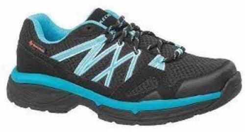 DESCRIPTION: (1) PAIR OF ATHLETIC SHOE, PLAIN TOE BRAND/MODEL: SKECHERS #52ET77 INFORMATION: BLACK WITH BLUE RETAIL$: $121.94 PER PAIR SIZE: WOMENS 9