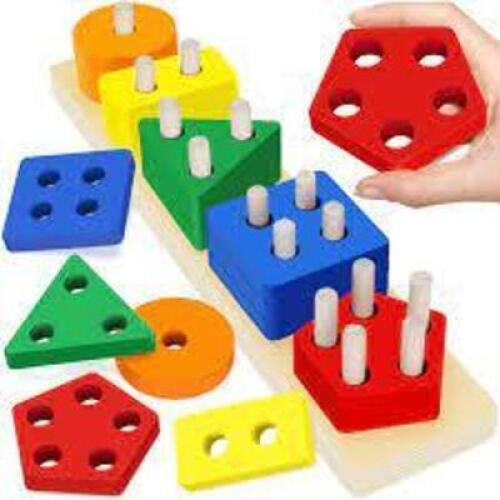DESCRIPTION: (1) EDUCATIONAL WOODEN SORTING AND STACKING TOYS BRAND/MODEL: MONTESSORI TOYS RETAIL$: $12.74 EA QTY: 1