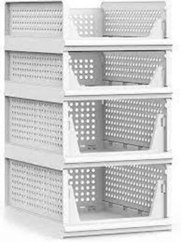 DESCRIPTION: (1) PLASTIC STACKABLE STORAGE BASKET BRAND/MODEL: UAK INFORMATION: WHITE RETAIL$: $46.99 EA QTY: 1