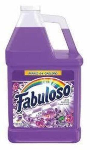 DESCRIPTION: (2) ALL PURPOSE CLEANER CONCENTRATEBRAND/MODEL: FABULOSO #55EY07RETAIL$: $42 EAINFORMATION: MAKES UP TO 64 GALLONS OF CLEANERSIZE: 1 GALLONQTY: 2