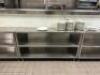 DESCRIPTION: 5' STAINLESS STEEL WORK TABLE WITH STAINLESS SHELVING STORAGE SIZE: 60"X15"X35" LOCATION: KITCHEN QTY: 1 - 2