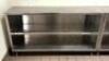 DESCRIPTION: 5' STAINLESS STEEL WORK TABLE WITH STAINLESS SHELVING STORAGE SIZE: 60"X15"X35" LOCATION: KITCHEN QTY: 1 - 2