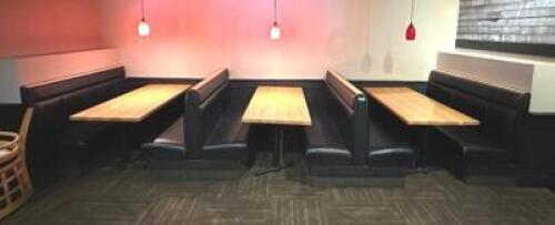 DESCRIPTION: (3) SECTIONS OF BOOTHES WITH TABLES INFORMATION: (2) ENDCAPS, (2) DOUBLES LOCATION: PARTY ROOM QTY: 3