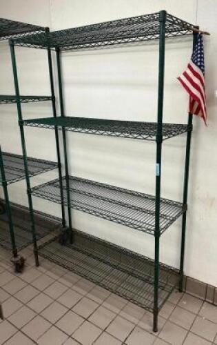DESCRIPTION: 4-TIER WIRE SHELVING UNIT SIZE: 48"X18"X74" LOCATION: KITCHEN QTY: 1