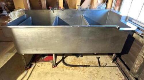 80" 3-COMPARTMENT STAINLESS SINK W/ (2) FAUCETS AS SHOWN