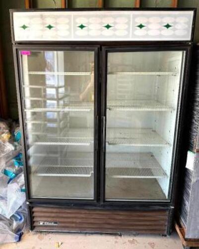 TRUE 54" TWO DOOR GLASS REACH IN REFRIGERATOR