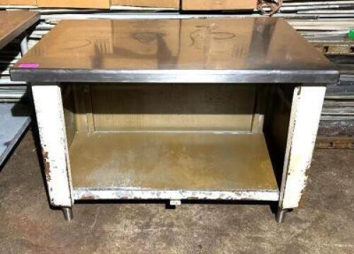 48" X 30" STAINLESS TOPPED PREP TABLE W/ METAL STORAGE BASE