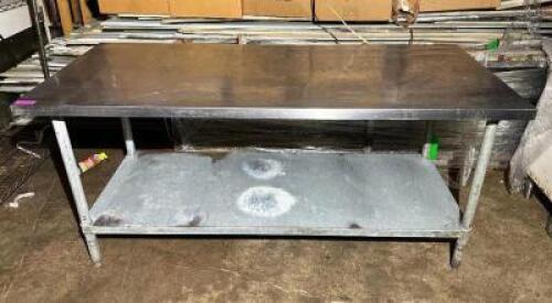 74" X 30" STAINLESS PREP TABLE W/ LOWER STORAGE SHELF