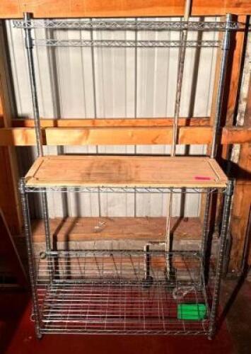 3-TIER WIRE RACK W/ WOODEN CUTTING BOARD INSERT