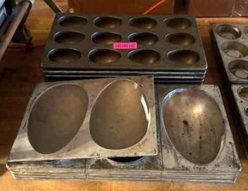 DESCRIPTION: (15) ASSORTED EGG SHAPE BAKING TRAYS INFORMATION: (7) LARGE, (8) SMALL QTY: 15