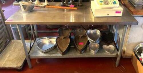 DESCRIPTION: 5' STAINLESS STEEL TABLE WITH GALVANIZED UNDERSHELF INFORMATION: CONTENTS NOT INCLUDED SIZE: 60"X30"X35" QTY: 1