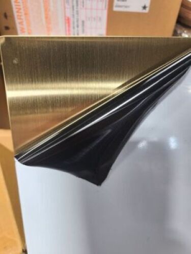 DESCRIPTION: (1) METAL KICK PLATEBRAND/MODEL: BRASS ACCENTSINFORMATION: PVC COATEDRETAIL$: $115.00 EASIZE: 30" X 6"QTY: 1