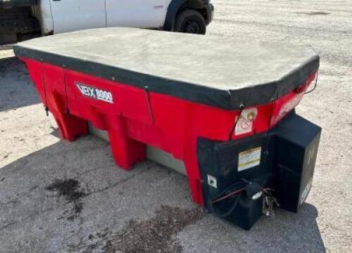 DESCRIPTION: BOSS VBX8000 V-BOX 8FT SALT & SAND SPREADER WITH WIRING AND CONTROLLER LOCATION LOT SIZE: 8FT