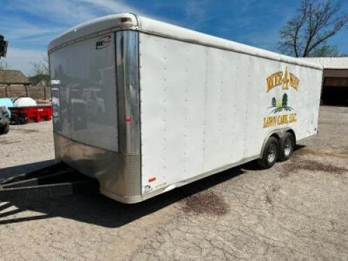 2019 RC TRAILERS 20' TANDEM AXLE ENCLOSED TRAILER. BRAND MODEL: RC TRAILERS 56VBE222XKM652427 LENGTH: 20'