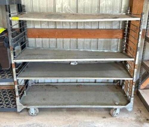DESCRIPTION: 4-TIER METAL PLANTER CART ON CASTERS LOCATION WAREHOUSE #2 SIZE: 56" X 21" X 50"