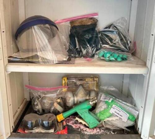 DESCRIPTION: CONTENTS OF CABINET (ASSORTED TOOLS AND SAFETY EQUIPMENT) LOCATION WAREHOUSE #1