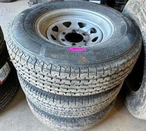 DESCRIPTION: (3) ST205/75R15 TRAILER TIRES W/ RIM LOCATION: BUILDING 4 THIS LOT IS: SOLD BY THE PIECE QTY: 3