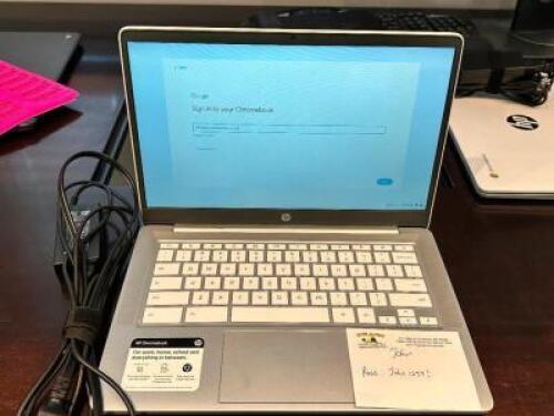DESCRIPTION: CHROME BOOK OS LAPTOP W/ CHARGING CORD BRAND / MODEL: CHROME BOOK ADDITIONAL INFORMATION W/ PASSWORD LOCATION: OFFICE QTY: 1