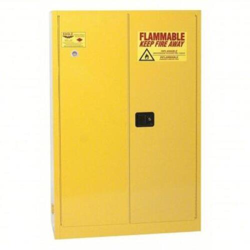 DESCRIPTION: (1) LIQUID SAFETY CABINET BRAND/MODEL: EAGLE #55EC04 INFORMATION: YELLOW RETAIL$: 1,134.40 SIZE: 12"D X 44"H X 43"W QTY: 1