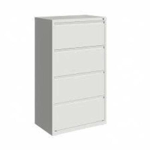DESCRIPTION: (1) LOCKING LATERAL FILE CABINET WITH KEYS BRAND/MODEL: HIRSH #14956 INFORMATION: PUTTY, CREAM/OFF WHITE RETAIL$: $866.20 EA SIZE: 4 DRAW