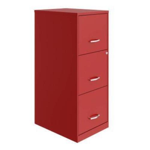DESCRIPTION: (1) LOCKING COMMERCIAL GRADE VERTICAL FILING CABINET WITH KEYS BRAND/MODEL: HIRSH #SOHO-18-3DR INFORMATION: RED RETAIL$: $113.99 EA SIZE: