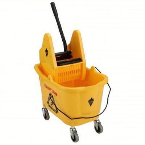 DESCRIPTION: (1) PLASTIC MOP BUCKET AND WRINGER BRAND/MODEL: TOUGH GUY #2PYH5 INFORMATION: YELLOW RETAIL$: 122.13 SIZE: 8-3/4 GALLON QTY: 1