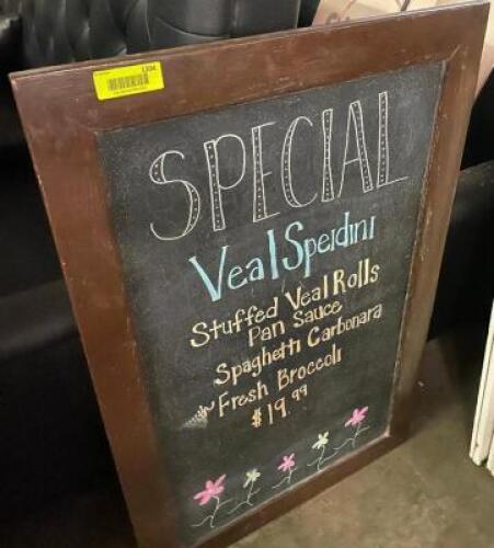 DESCRIPTION 37" X 27" FRAMED CHALK BOARD. LOCATION BAY 7 QUANTITY 1