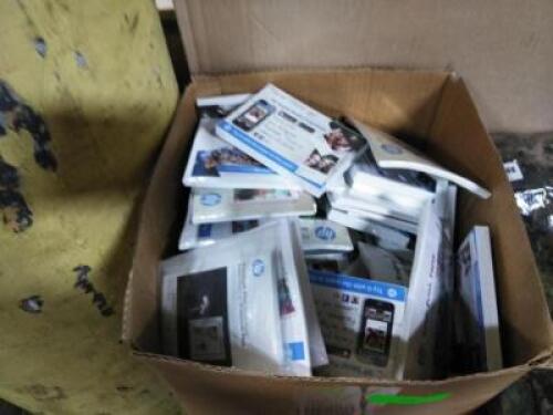 DESCRIPTION: (1) BOX OF ASSORTED PHOTO PAPER FOR PRINTER BRAND/MODEL: SNAP, PRINT, ENJOY BY HP INFORMATION: MANY SIZES RETAIL$: $600.00 TOTAL QTY: 1