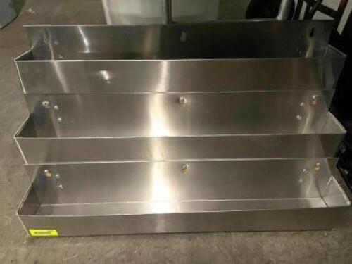 DESCRIPTION THREE TIER STAINLESS SPEED RAIL W/ WOOD BACKING LOCATION BAY 7 QUANTITY 1