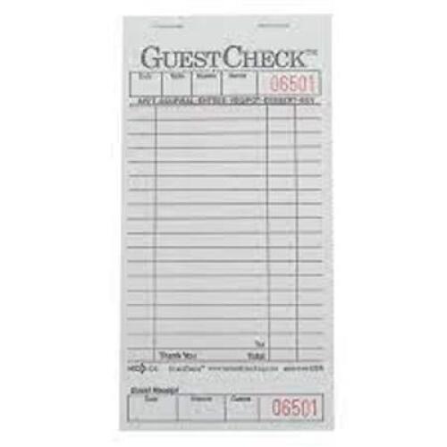 DESCRIPTION: (1) CASE OF (50) GUEST CHECKS BRAND/MODEL: NATIONAL CHECKING #526 INFORMATION: 18 LINE RETAIL$: $50.99 EA SIZE: 3.5X6.75 QTY: 1