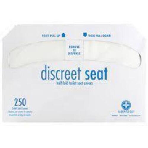 DESCRIPTION: (1) CASE OF (20) PACKS OF (250) HALF FOLD TOILET SEAT COVERS BRAND/MODEL: HOSPECO DISCREET #DS-5000 RETAIL$: $60.00 EA QTY: 1