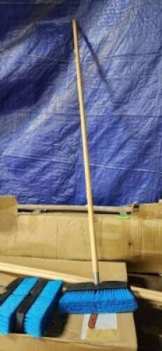 DESCRIPTION: (3) SMALL PUSH BROOM INFORMATION: BLUE AND BLACK QTY: 3