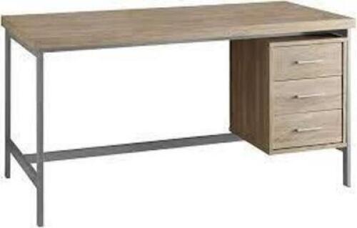DESCRIPTION: (1) COMPUTER DESK BRAND/MODEL: MONARCH SPECIALTIES #I7245-1 INFORMATION: NATURAL WOOD WITH SILVER METAL RETAIL$: $336.92 EA SIZE: 60"L 30